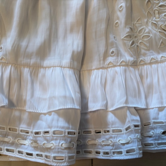 Ramy Brook White Mini Skirt with Eyelet and Leather Accents Size L - Picture 4 of 5